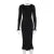 Big Backless Long Dress for Slim Fit Wave Fungus Ear Patchwork Evening Dresses Long Sleeve Autumn New