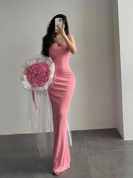 Slim Fit Slim Wrap Hip Fishtail Strap Dress Floor Sweeping Long Dress Vestidos Elegantes Robe