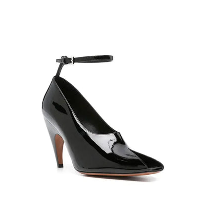 European and American Metal Buckle Slim High Heel Muller Fish Mouth Sandals Pointed Nightclub Runway Shoes