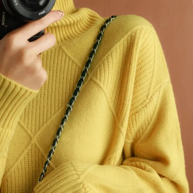 Autumn and Winter New ’s Pullover Sweater Thickened Warmth Knitted Wool Sweater High Collar Df4845