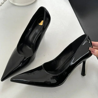 Patent Leather Pumps Pointed Toe Thin High Heels Party Shoes for Heeled Sandals Tacones De Mujer