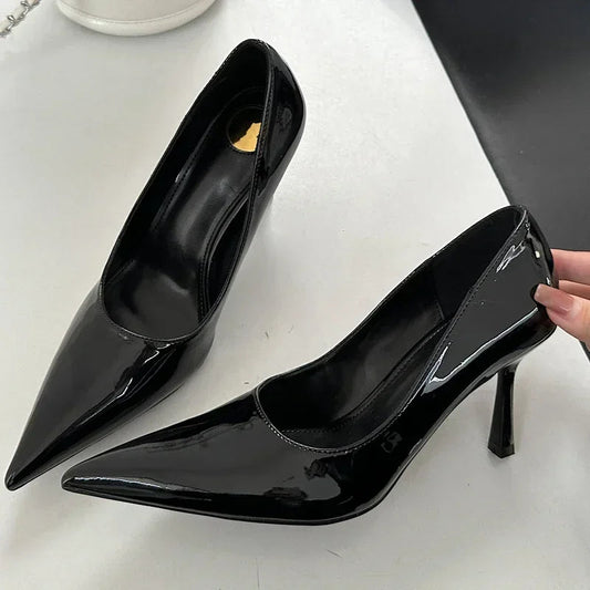 Patent Leather Pumps Pointed Toe Thin High Heels Party Shoes for Heeled Sandals Tacones De Mujer