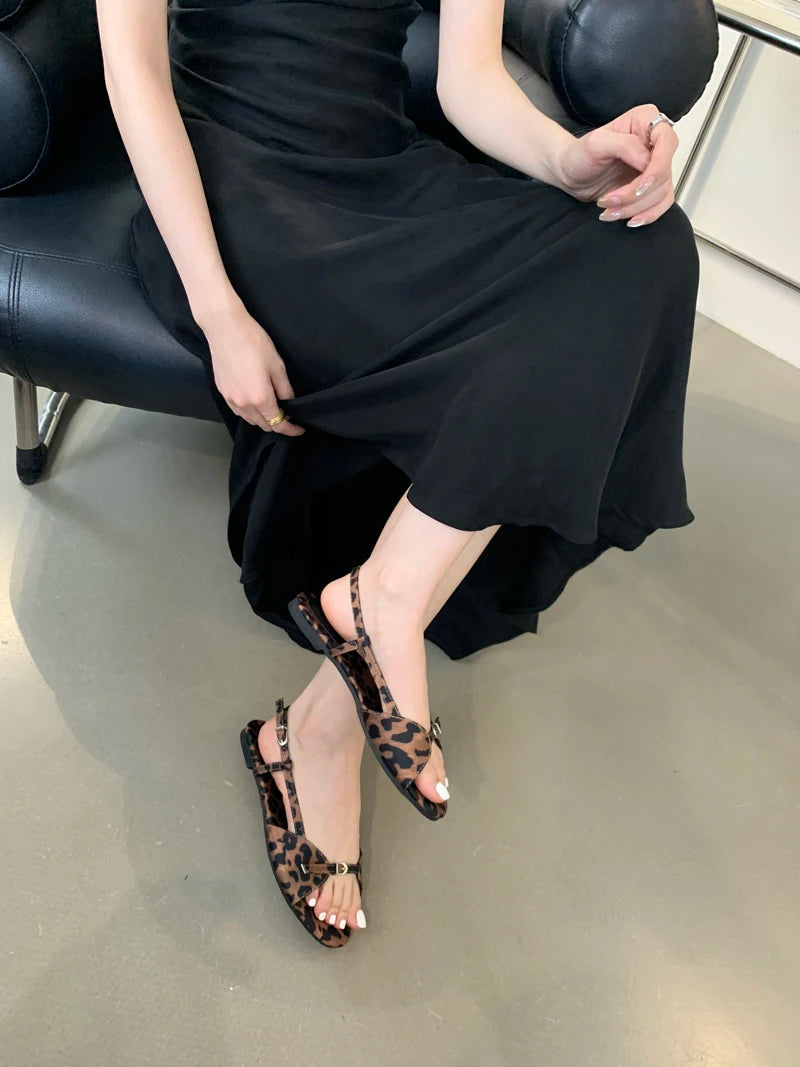 Silver Sandals Flats Brown Belt Buckle Shoes Summer Flats Sandal Comforts Sandalias De Mujer