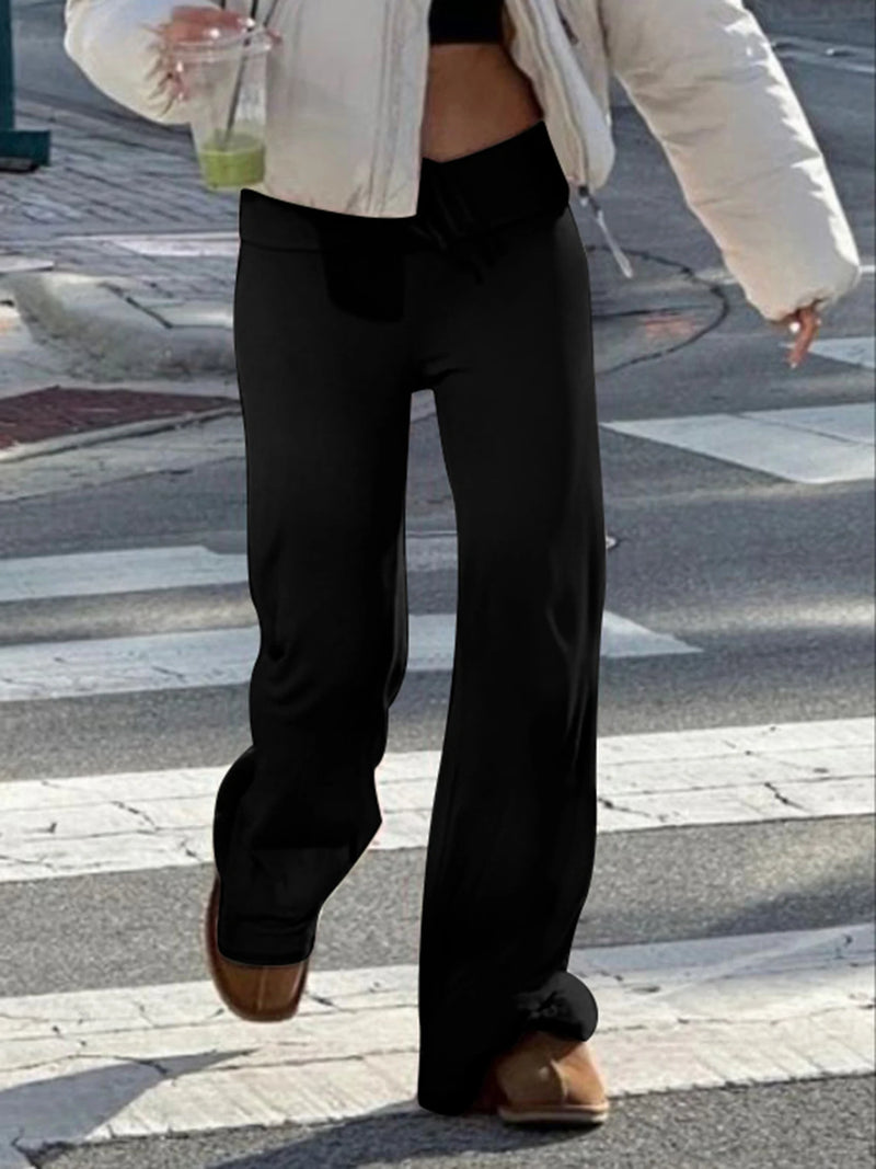 Drawstring Low Waist Straight Pants Basic Jogger Sweatpants