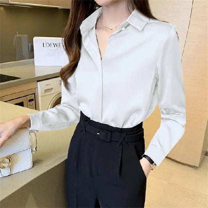 Woman Spring Autumn Style Blouses Shirts Lady Long Sleeve Turn-down Collar Blusas Tops Df4846