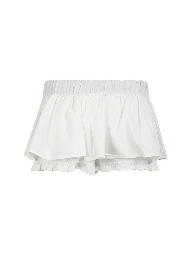Sweet Girl Belt Low Waist a Line Mini Lining Shorts Skirts Korean Balletcore Clothes