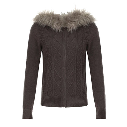 Hooded Knitted Autumn Winter New Sweater Cardigan Long Sleeve Retro Causal Style Korean Sweater Coat