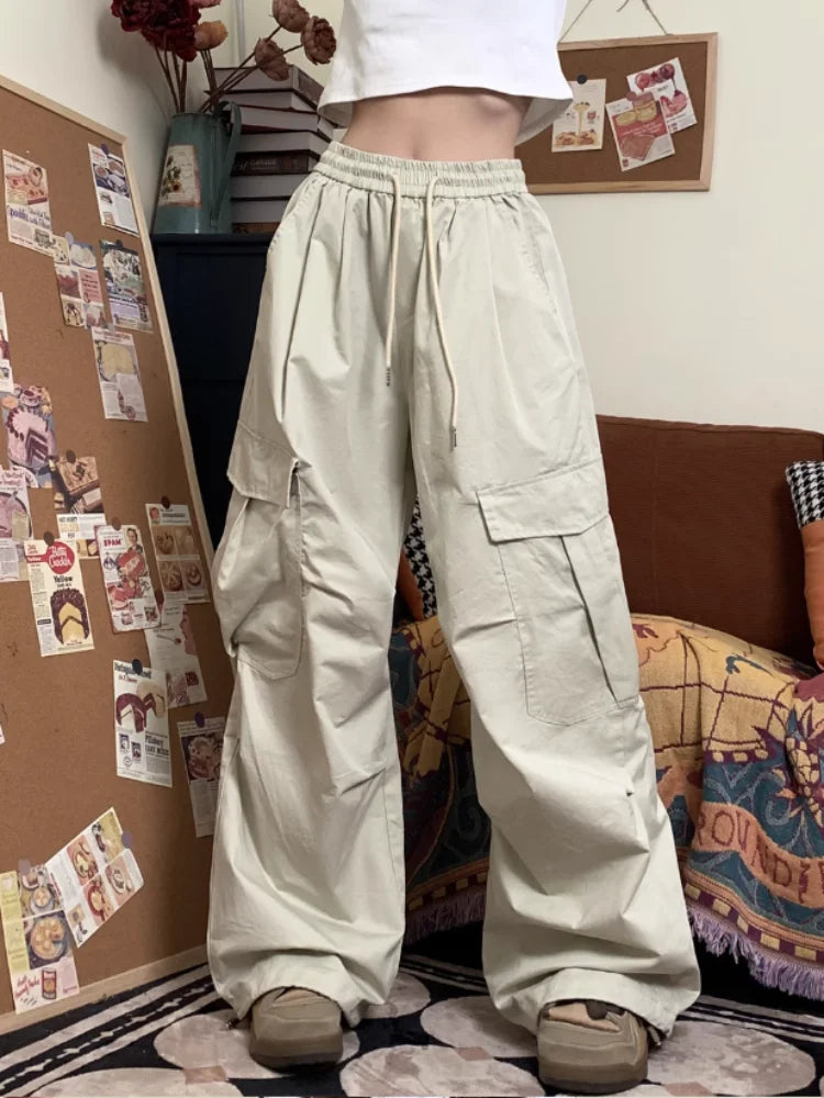 Cargo Pants for Harajuku Hip Hop High Waist Korean Straight Trousers Y2k Summer Slacks