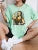 Playing Pranks on Mona Lisa Fitness Print T Shirt Oversized T-shirt Short Sleeve Cotton Loose Tshirt