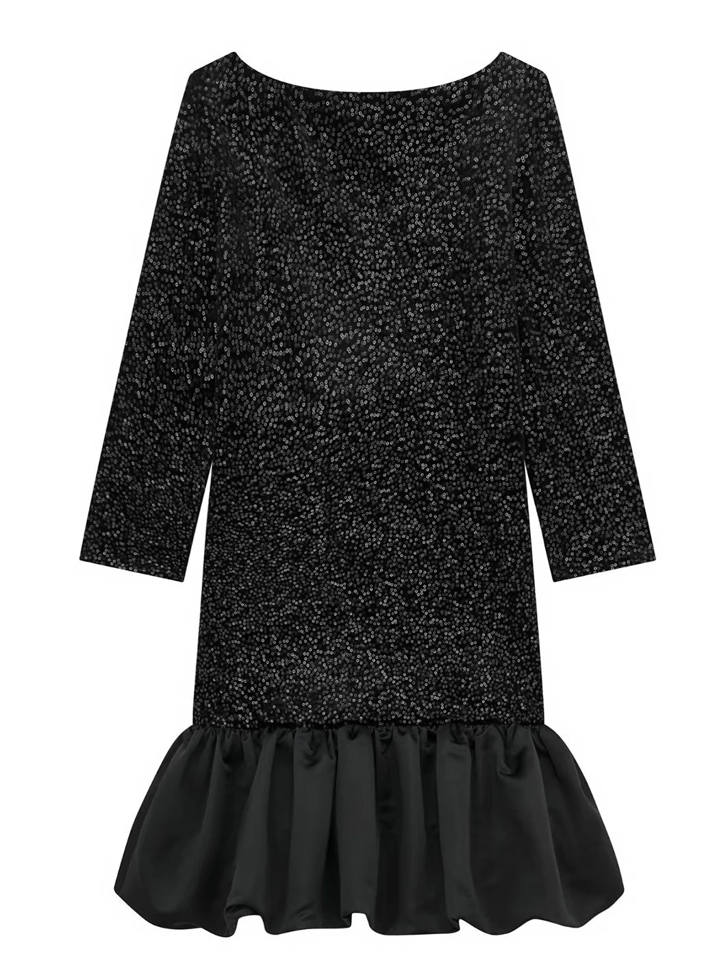 Sequined Patchwork Mini Dress Woman Backless Laceup Long Sleeve Oneck Short Vestidos Evening Party Dresses