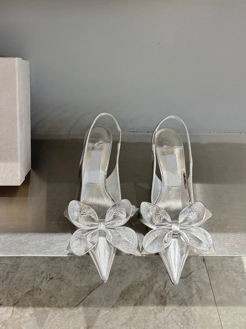 Spring Summer New High Heel Bow Pointed Toe Stiletto Sandals Shoes