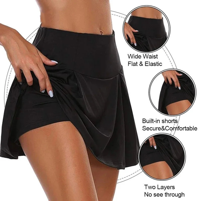 Summer Sprints Tennis Dance Fitness Short Skirts Quick Drying Female Lining High Waist Mini Skirts Shorts Df4987