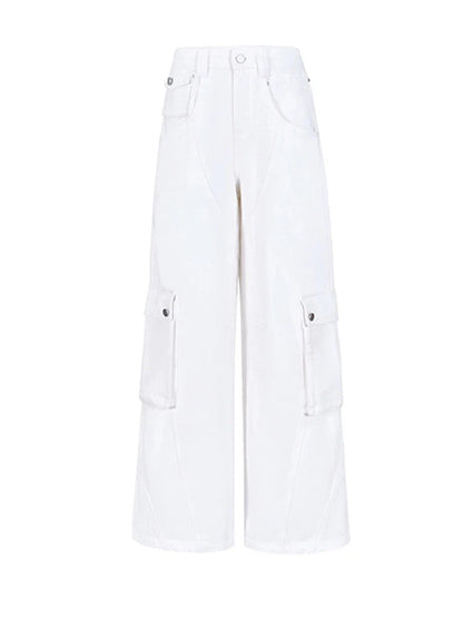 Low Waist Denim Pants Y2k Loose Korean Style Straight Wide Leg Cargo Jeans Harajuku Causal Trousers
