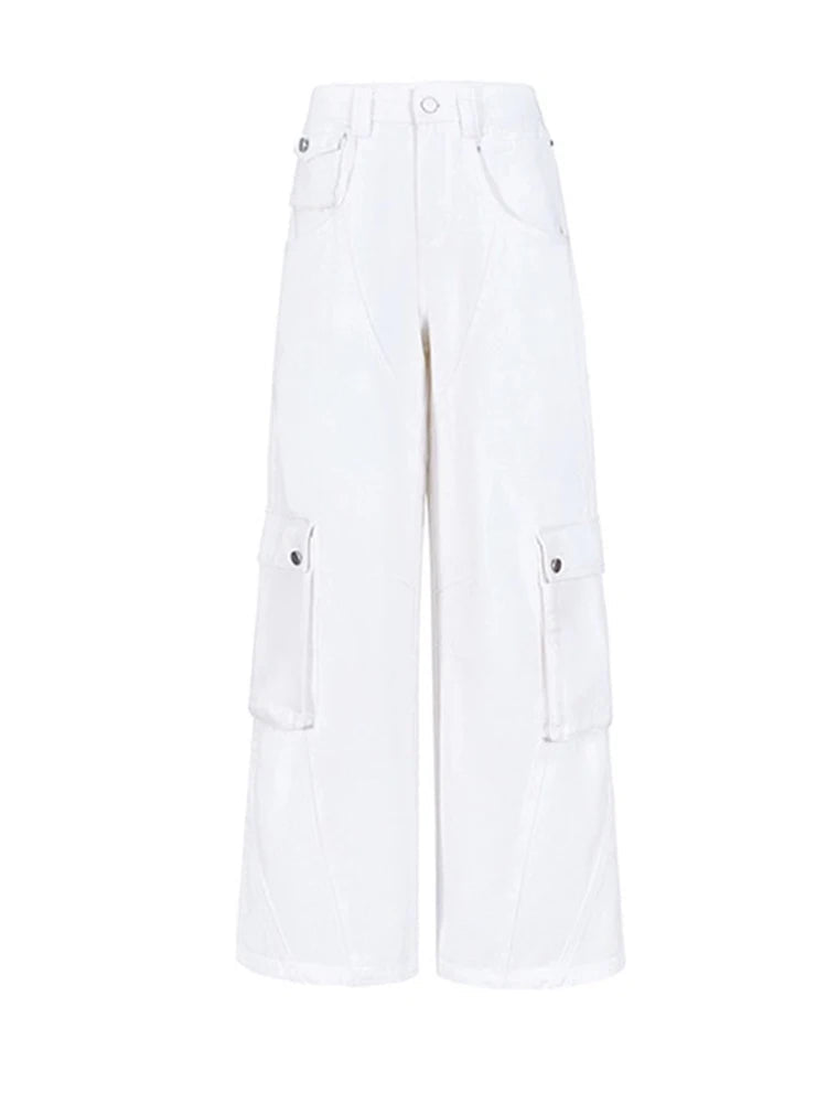 Low Waist Denim Pants Y2k Loose Korean Style Straight Wide Leg Cargo Jeans Harajuku Causal Trousers