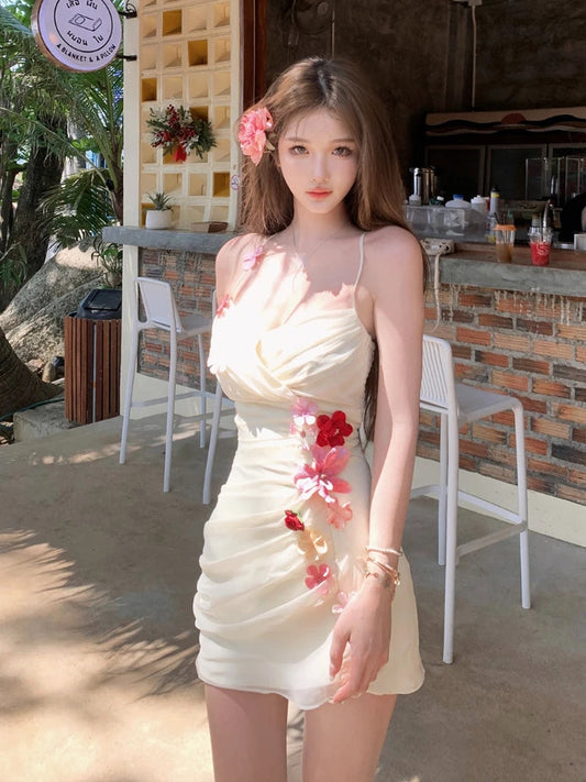 Summer Mini Dress Sleeveless Korean Strap Dress Office Lady Even Party Bodycon Slim Clothing Y2k