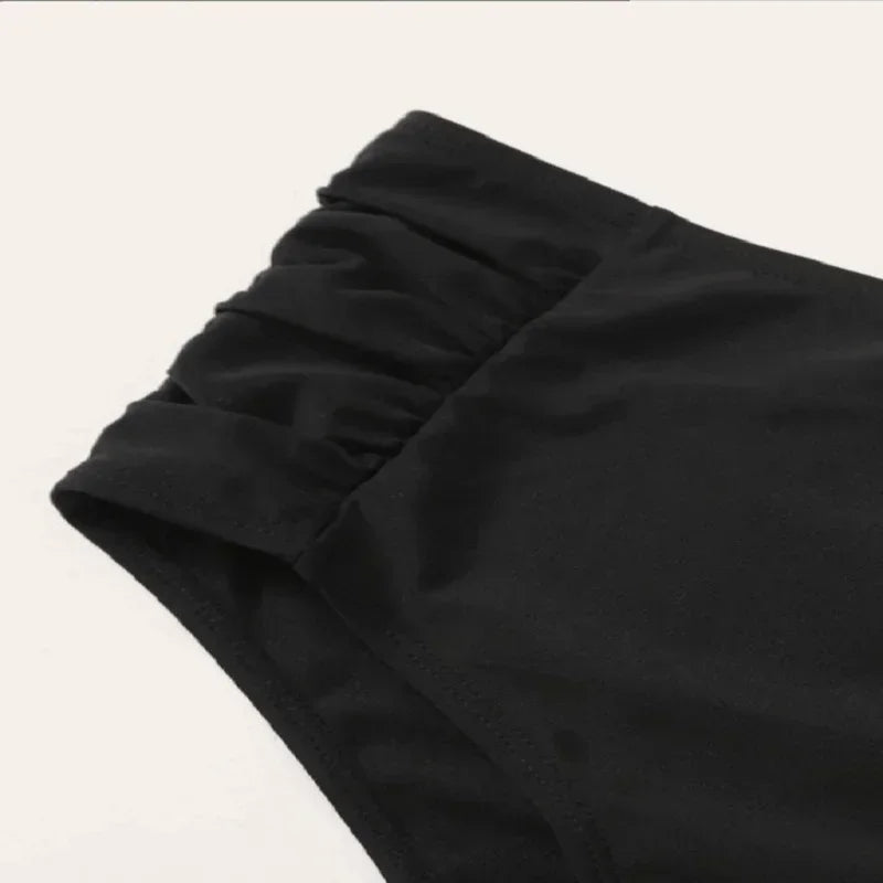 High Waist Ruched Bikini Bottoms Tummy Control Swimsuit Briefs Pants Beachwear Spandex Beach Style Summer