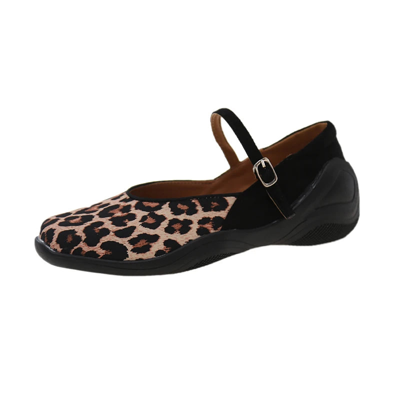 Spring Autumn Leopard Internal Elevation Mary Jane Shoes Comfrot Shallow Shoes Casaul Sport Footwear
