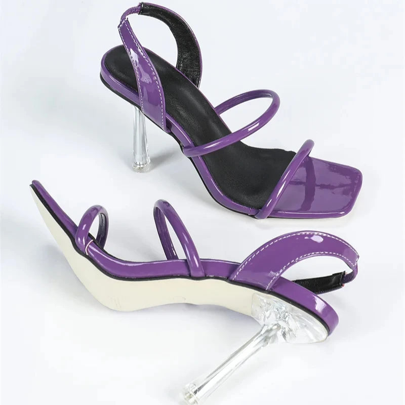 Color Square Back Strap Thin High Heel Summer Nonslip Designer Shoes Party Open Toe Sandal Shoes