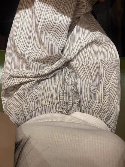 Korean Trousers Drawstring Wide Leg Pants 2000s Y2k Sport Striped Summer Oversize Loose
