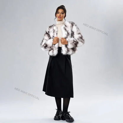 Winter Fluffy Faux Fox Fur Coat Brand Overcoat Warm Short Furry Fur Jacket