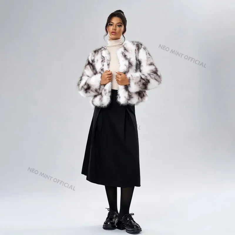 Winter Fluffy Faux Fox Fur Coat Brand Overcoat Warm Short Furry Fur Jacket