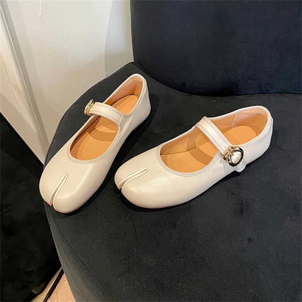 Mary Jane Genuine Leather Shoes Hand Stitch Ballet Flats Leopard Red Shoes Loafers