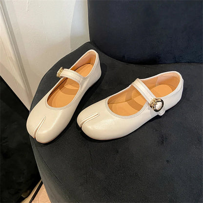 Mary Jane Genuine Leather Shoes Hand Stitch Ballet Flats Leopard Red Shoes Loafers