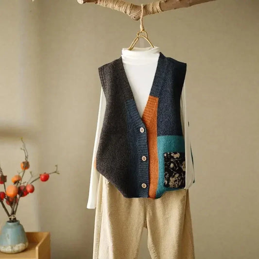 Korean Crop Sweater Vest Loose Sweater Vest Cable Knit Sweater Vest for Designer Tops