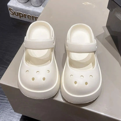 Platform Kawaii Slides Shoes White Summer Slippers and Sandals on Beach Thick Normal Top Designs Vip 39