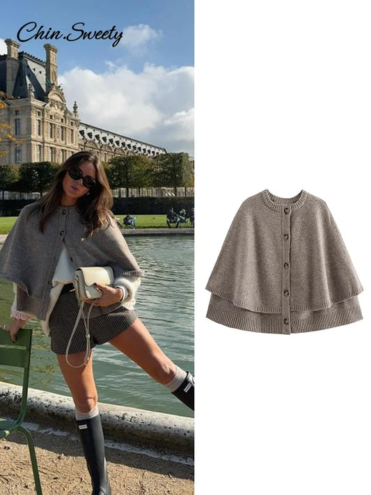 Autumn Shawl Style Short Sweater Cardigan Loose Single-breasted Simple Knitwear Top Lady Causal Pullover