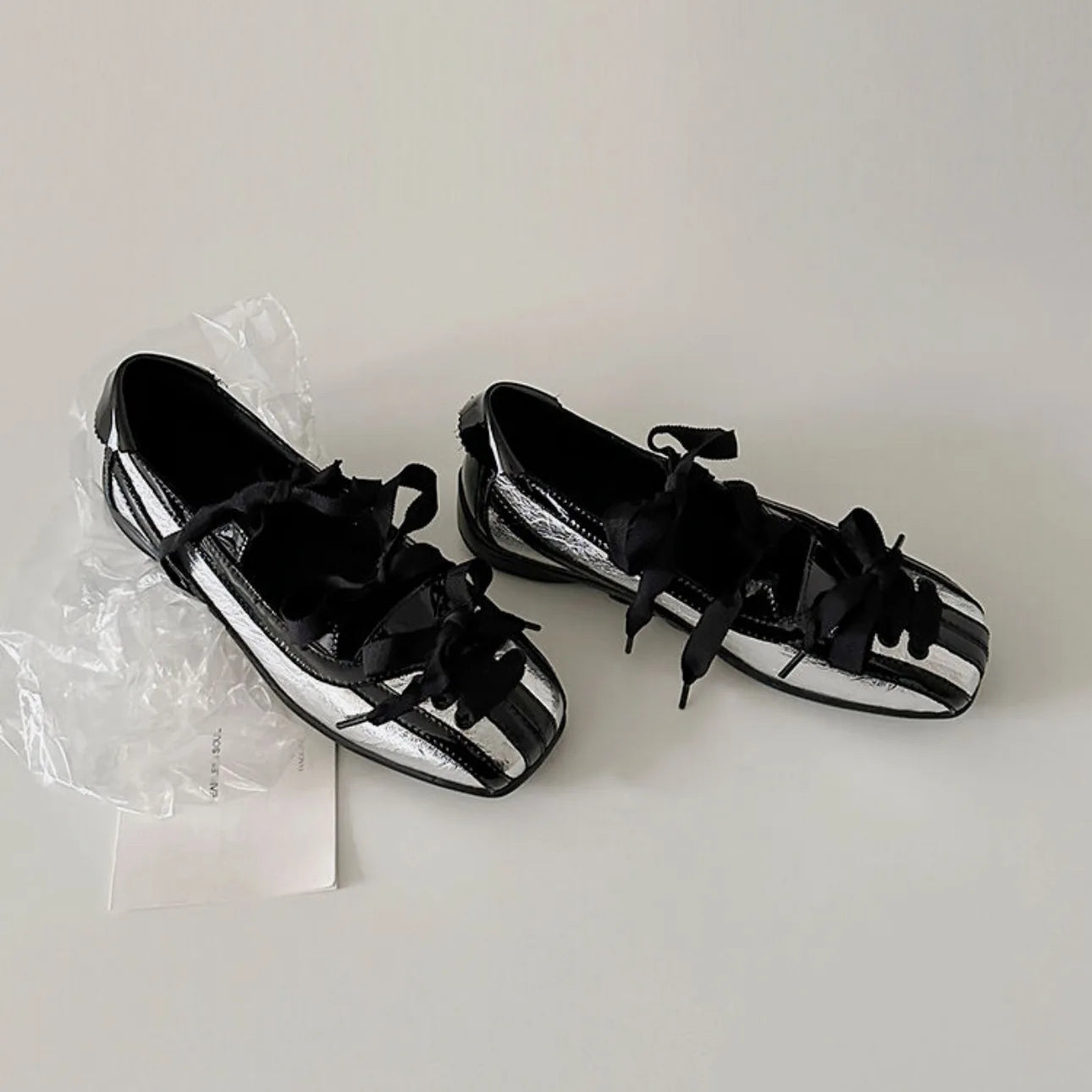 Square Head Bow Shallow Mouth Ballet Shoes Onepedal Flat Mary Jane Single Shoes