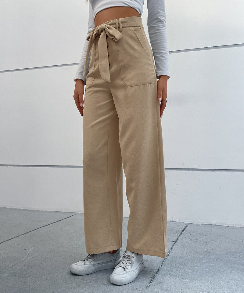 Corduroy Belted Wide Leg Pants