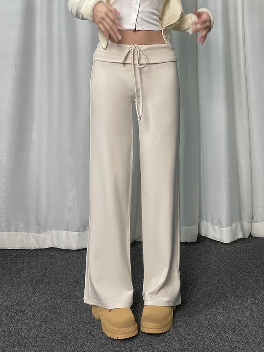 Basic Sweatpants Drawstring Waist Straight Leg Jogging Pants Y2k