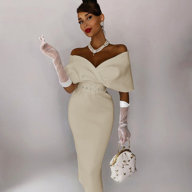 Off-shoulder Party Evening Formal Midi Dress