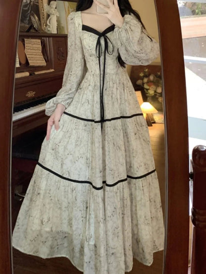 Print Midi Dress Spring Summer Aline Party Birthday Clothes Female Long Vestidos New