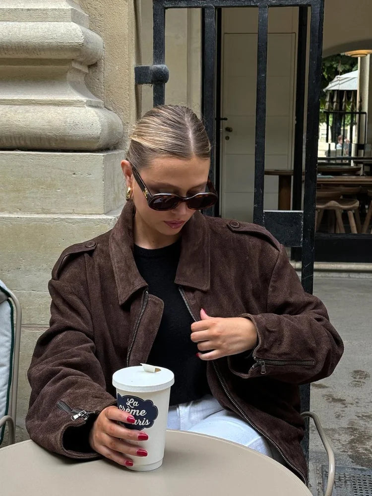 Lapel Collar Long Sleeve Zipper Coats Slim Short Jackets New Autumn Causal Warm Office Outwear