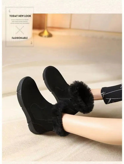Fur Winter Suede Wool Warm Non-slip Booties Snow Boot