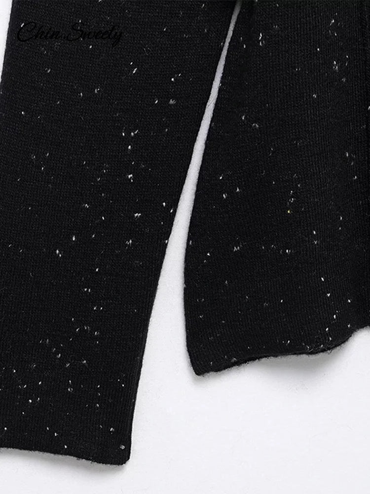 Black Turtleneck Sweater Pullover for With Belt Long Sleeved Loose Knitwear Female Spring Lady Soft Jumper New