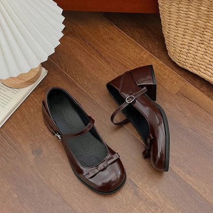 New Mary Jane Shoes Low Heel Shoes Buckle Single Shoes College Style Footwear Single Pumps