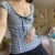 Kawaii Bow Lace Trim T-shirt Striped Patchwork Slim Fit Crop Top Y2k Aesthetic Fairy Grunge Retro Pullover Tees