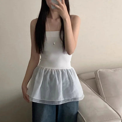 Y2k Clothes Ruffles Mini Dresses Sleeveless Korean Vestidos Mujer Spring Summer Dress