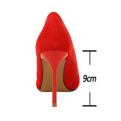 Shoes 9 Cm Heels Suede Woman Pumps Pointed Toe High Heels Stiletto Party Shoes Wedding Shoes Large Size 43