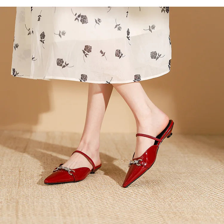 Low Shoes ' Slippers Pointed Toe Butterflyknot Flat Spring Pu Rubber Strange Style Shoes Woman Butterflyknot Slipp