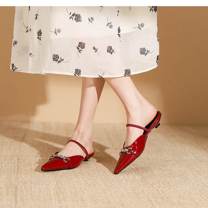 Low Shoes ' Slippers Pointed Toe Butterflyknot Flat Spring Pu Rubber Strange Style Shoes Woman Butterflyknot Slipp