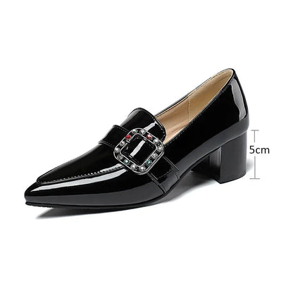 Medium Heels Pumps Woman New Nude Green Black Pointed Toe Party Office Wedding Shoes Large Size 44 45