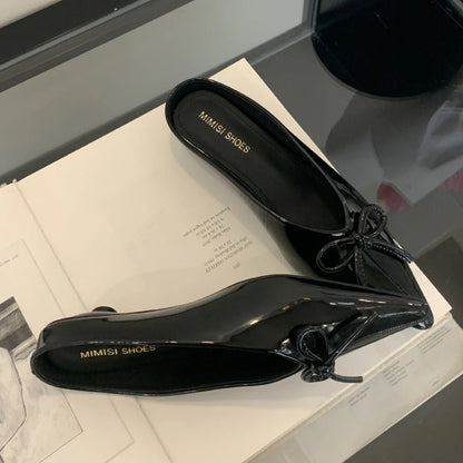 Summer Designer Slippers Bowknot Pointed Toe Heels Nonslip Sandals Mule Shoes Zapatos De Mujer