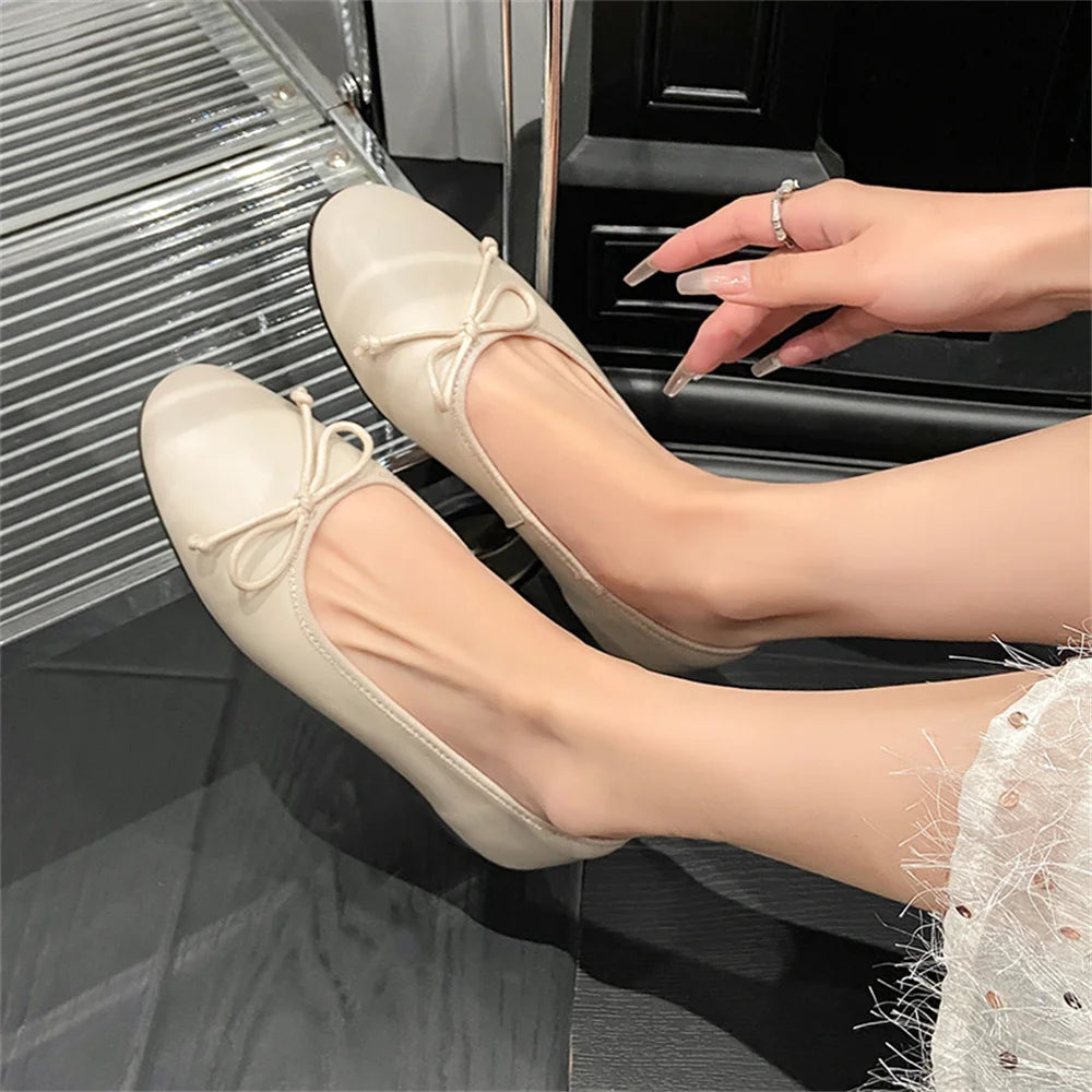 New Woman Ballet Flat Bottom Comfort Black White Leopard Loafers Genuine Leather Quality Flats