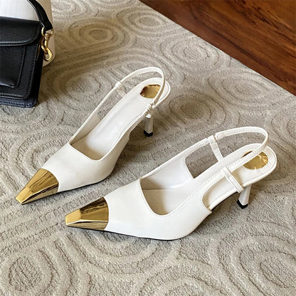 Shallow Pointed Toe Pumps Designer Leopard Print Thin High Heels Stripper Party Slingbacks Shoes