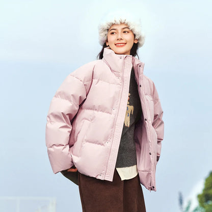 Down Jacket Winter New Contrast Color Texture Printing Couple Puffer Coat Thick Outerwear Down Jacket
