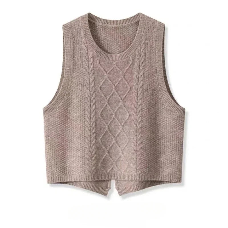V-neck Sweater Vest Sleeveless Preppy Style Sweet Knitted Vest Female Pullover Waistcoat Fall Winter